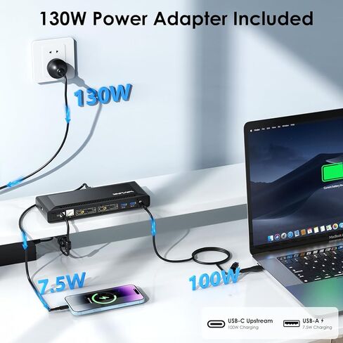 WAVLINK Laptop Docking Station Dual 4K@60Hz(2 HDMI+2DP), Displaylink Dock with100W PD Charging Compatible with Thunderbolt 4/3, USB-C/A - M1-M4 Mac, Windows, 10Gbps USB C, LAN - Driver Required in Saudi Arabia