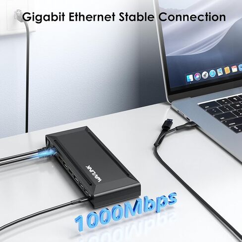 WAVLINK Laptop Docking Station Dual 4K@60Hz(2 HDMI+2DP), Displaylink Dock with100W PD Charging Compatible with Thunderbolt 4/3, USB-C/A - M1-M4 Mac, Windows, 10Gbps USB C, LAN - Driver Required in Saudi Arabia