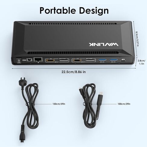 WAVLINK Laptop Docking Station Dual 4K@60Hz(2 HDMI+2DP), Displaylink Dock with100W PD Charging Compatible with Thunderbolt 4/3, USB-C/A - M1-M4 Mac, Windows, 10Gbps USB C, LAN - Driver Required in Saudi Arabia