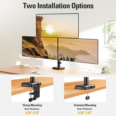 Triple Monitor Mount Fits Max 32 Inch Computer Screen, 3 Monitor Desk Mount Holds Up to 19.8lbs, Heavy Duty Gas Spring Arm, 75x75/100x100 Vesa Mount with C-Clamp/Grommet Base in Saudi Arabia