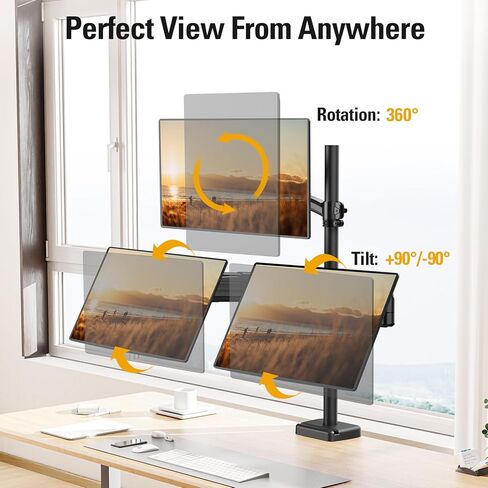 Triple Monitor Mount Fits Max 32 Inch Computer Screen, 3 Monitor Desk Mount Holds Up to 19.8lbs, Heavy Duty Gas Spring Arm, 75x75/100x100 Vesa Mount with C-Clamp/Grommet Base in Saudi Arabia