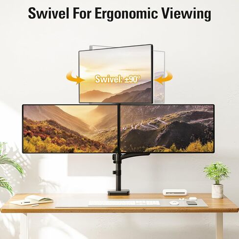 Triple Monitor Mount Fits Max 32 Inch Computer Screen, 3 Monitor Desk Mount Holds Up to 19.8lbs, Heavy Duty Gas Spring Arm, 75x75/100x100 Vesa Mount with C-Clamp/Grommet Base in Saudi Arabia