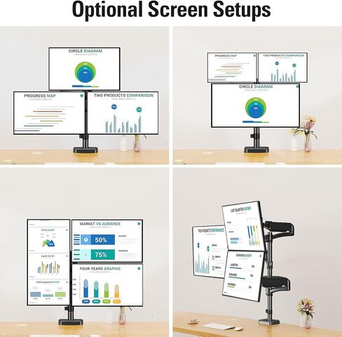 Triple Monitor Mount Fits Max 32 Inch Computer Screen, 3 Monitor Desk Mount Holds Up to 19.8lbs, Heavy Duty Gas Spring Arm, 75x75/100x100 Vesa Mount with C-Clamp/Grommet Base in Saudi Arabia