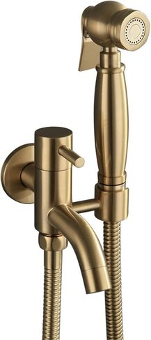 HandheldSprayer for Toilet Brass Portable Baby Cloth Diaper Sprayer Brushed GoldFaucet withHose, for Feminine Wash, Pet Washing, Easy to Install,B(B) in Saudi Arabia