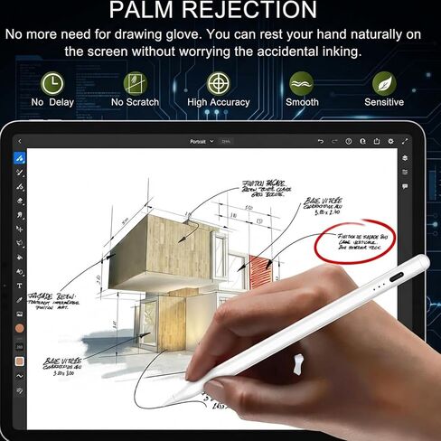 Stylus Pen for iPad 2018-2025, 13 Mins Fast Charging Magnetic Pencil (3X Fast Charge) with Tilt Sensitivity & Palm Rejection for iPad 6-8/9/10/11, Air 3/4/5/M2/M3, Mini 5/6/7, Pro 11/12.9/M4/M5 in Saudi Arabia