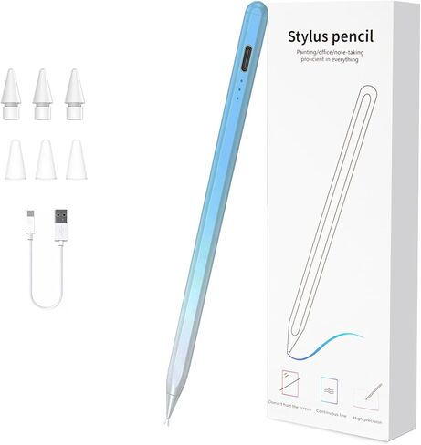 قلم لمس لجهاز iPad 2018-2025، قلم مغناطيسي للشحن السريع لمدة 13 دقيقة (شحن سريع 3X) مع حساسية للإمالة ورفض راحة اليد لجهاز iPad 6-8/9/10/11، Air 3/4/5/M2/M3، Mini 5/6/7، Pro 11/12.9/M4/M5 in Kuwait