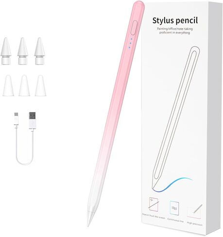 Stylus Pen for iPad 2018-2025, 13 Mins Fast Charging Magnetic Pencil (3X Fast Charge) with Tilt Sensitivity & Palm Rejection for iPad 6-8/9/10/11, Air 3/4/5/M2/M3, Mini 5/6/7, Pro 11/12.9/M4/M5 in Saudi Arabia