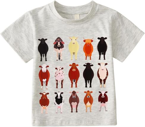 MODNTOGA Toddler Boy Cute Cow Graphic T-Shirt Kids Baby Funny Cow Print Farm Shirt Little Cowboy Short Sleeve Summer Tee Tops in Saudi Arabia