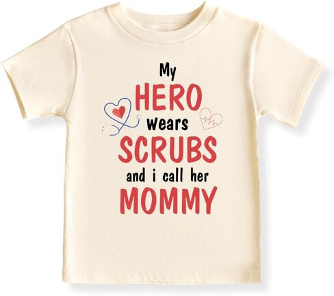 تي شيرت My Hero Wears Scrubs الملهم للأطفال الصغار هدية للممرضات والأطباء in Saudi Arabia