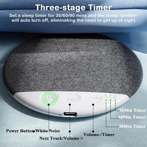 Pillow Speakers for Sleeping, Wireless Under Pillow Speaker with Private Sound & 20H Playtime, White Noise & Sleep Timer for Adults/Kids, Bluetooth 5.4, 48g Ultra-Light in Kuwait