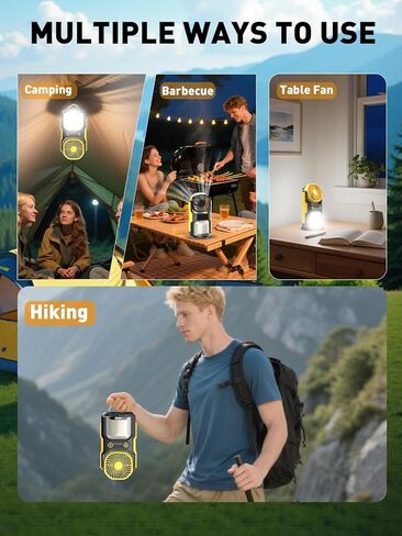 COPPA Camping Fan LED Lantern, LF-01 Portable Camping Fan with Light USB Rechargeable 3 Powerful Speed 4 Light Mode Cordless Tent Fan Lights with Foldable Hook for Hiking Fishing Travel in Saudi Arabia
