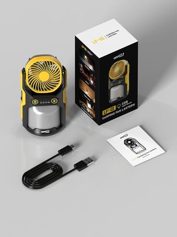 COPPA Camping Fan LED Lantern, LF-01 Portable Camping Fan with Light USB Rechargeable 3 Powerful Speed 4 Light Mode Cordless Tent Fan Lights with Foldable Hook for Hiking Fishing Travel in Saudi Arabia