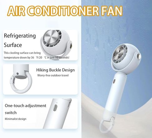 LZLRUN Protable Handheld Cooling Bladeless Fan USB Mini Fan Desktop Bladeless Fan Rechargeable Quiet 3 Gear (Air Conditioner Fan) in Saudi Arabia