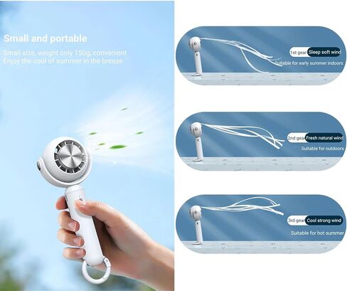 LZLRUN Protable Handheld Cooling Bladeless Fan USB Mini Fan Desktop Bladeless Fan Rechargeable Quiet 3 Gear (Air Conditioner Fan) in Saudi Arabia