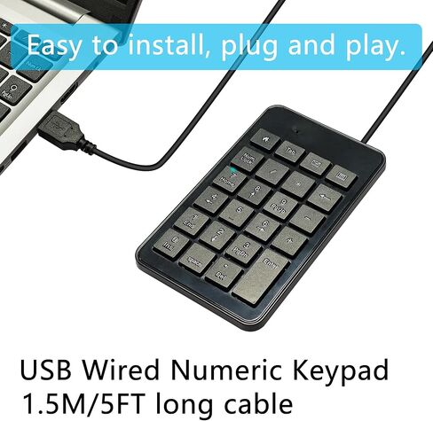 USB Wired Numeric Keypad 5FT, 23 Key Multifunctional Numeric Keyboard, for Accounting, Finance, Supermarkets, Banks, etc. in Saudi Arabia