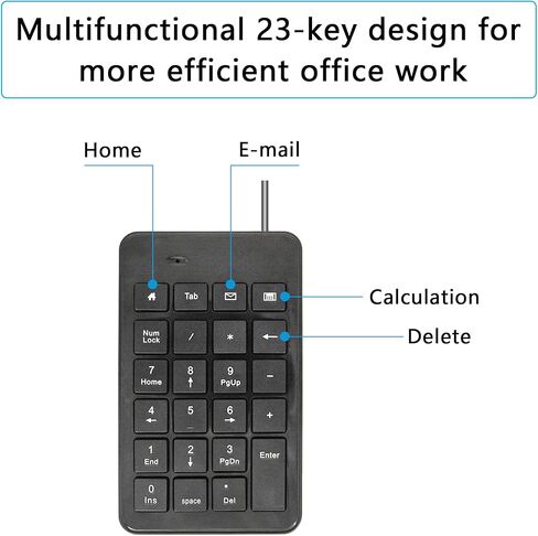 USB Wired Numeric Keypad 5FT, 23 Key Multifunctional Numeric Keyboard, for Accounting, Finance, Supermarkets, Banks, etc. in Saudi Arabia