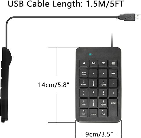 USB Wired Numeric Keypad 5FT, 23 Key Multifunctional Numeric Keyboard, for Accounting, Finance, Supermarkets, Banks, etc. in Saudi Arabia