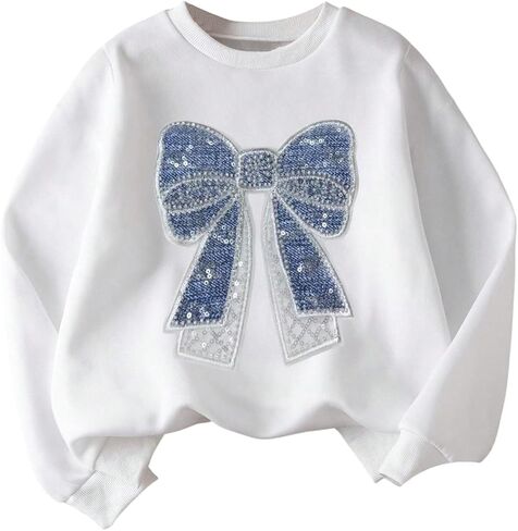 سويت شيرت GORGLITTER للفتيات كبير الحجم مزين بالترتر وياقة دائرية لطيفة على شكل Preppy in Kuwait