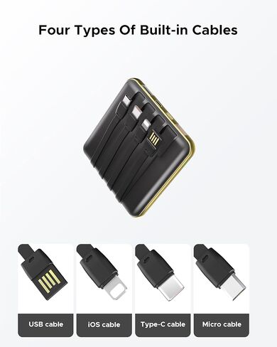 شاحن محمول بقدرة 10000 مللي أمبير في الساعة، كابل طاقة مدمج، مزود طاقة للشحن السريع بقدرة 22.5 وات، شاشة LED ذكية، بطارية خارجية مدمجة، مناسب لأجهزة iPhone وSamsung وأجهزة الكمبيوتر اللوحية in Kuwait