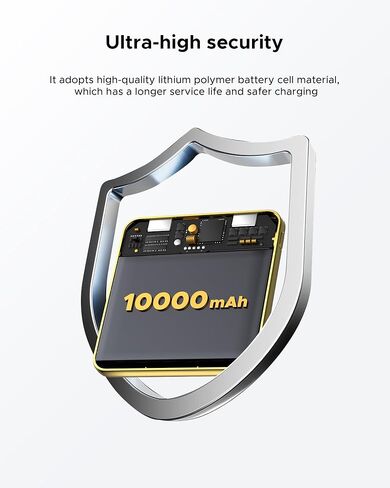 شاحن محمول بقدرة 10000 مللي أمبير في الساعة، كابل طاقة مدمج، مزود طاقة للشحن السريع بقدرة 22.5 وات، شاشة LED ذكية، بطارية خارجية مدمجة، مناسب لأجهزة iPhone وSamsung وأجهزة الكمبيوتر اللوحية in Kuwait