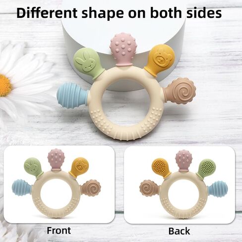 Baby Teether and Rattle Toy Set, BPA-Free, Food-Grade Silicone, Easy-Grip Teething Rattle for Babies, Soothing Teething Toy, Infant Sensory Toy for 3-24 Months (Cat) in Saudi Arabia
