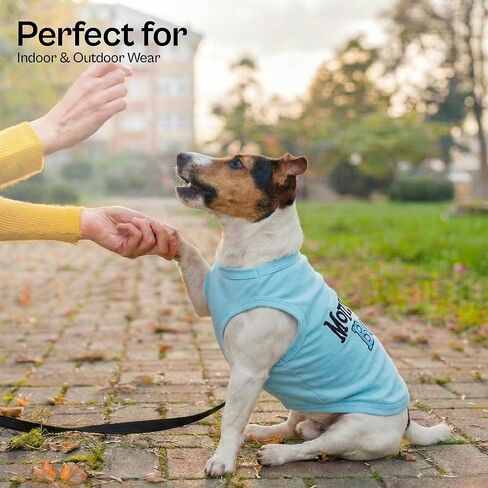 Parisian Pet Dog T-Shirt with Embroidered 'Mommy’s Boy' Words - 100% Cotton Boy Dog Clothes - Breathable Mamas Boy Dog Shirt - Machine Washable Dog Shirts for Small Dogs, XS in Kuwait