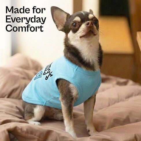 Parisian Pet Dog T-Shirt with Embroidered 'Mommy’s Boy' Words - 100% Cotton Boy Dog Clothes - Breathable Mamas Boy Dog Shirt - Machine Washable Dog Shirts for Small Dogs, XS in Kuwait