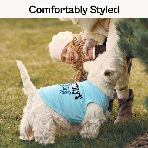 Parisian Pet Dog T-Shirt with Embroidered 'Mommy’s Boy' Words - 100% Cotton Boy Dog Clothes - Breathable Mamas Boy Dog Shirt - Machine Washable Dog Shirts for Small Dogs, XS in Kuwait