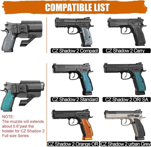 WARRIORLAND IWB Kydex Holster متوافق مع CZ Shadow 2 مدمج/حمل/حجم كامل، قطع بصري ومخلب، ملحق في حزام الخصر المخفي، Adj. الاحتفاظ وغير قادر (اليد اليمنى) in Saudi Arabia