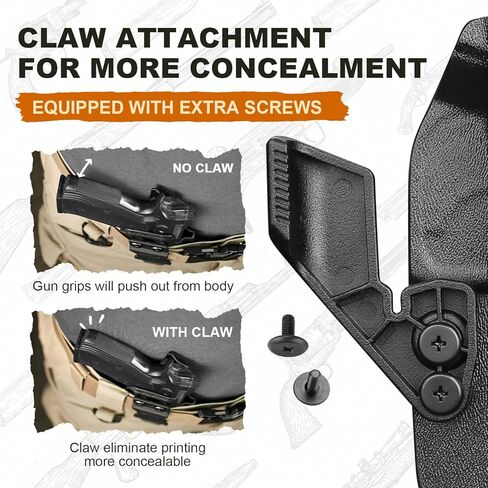 WARRIORLAND IWB Kydex Holster متوافق مع CZ Shadow 2 مدمج/حمل/حجم كامل، قطع بصري ومخلب، ملحق في حزام الخصر المخفي، Adj. الاحتفاظ وغير قادر (اليد اليمنى) in Saudi Arabia