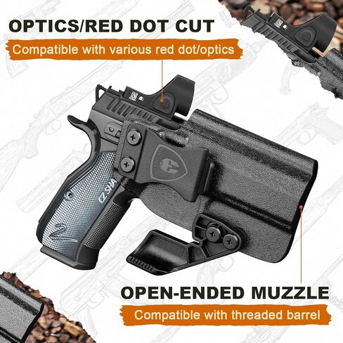 WARRIORLAND IWB Kydex Holster متوافق مع CZ Shadow 2 مدمج/حمل/حجم كامل، قطع بصري ومخلب، ملحق في حزام الخصر المخفي، Adj. الاحتفاظ وغير قادر (اليد اليمنى) in Saudi Arabia