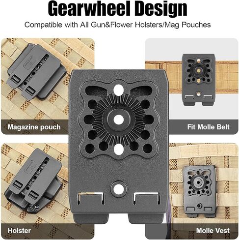 مشبك محول مولي مقاس 3 بوصات من GUN & FLOWER للحافظات، وحقائب Mag، وحقائب Taser x7/X26P، والسترات وحقائب الظهر - تتضمن أدوات التثبيت in Kuwait