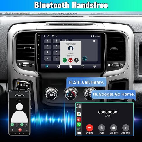 راديو ستيريو للسيارة لـ Dodge RAM 1500 2500 3500 2013 2014 2015 2016 2017 2018، ترقية الراديو لـ Ram 1500 مع CarPlay وAndroid Auto، 9 بوصة، 2G RAM 32G ROM (تناسب فقط التيار المتردد اليدوي) in Kuwait