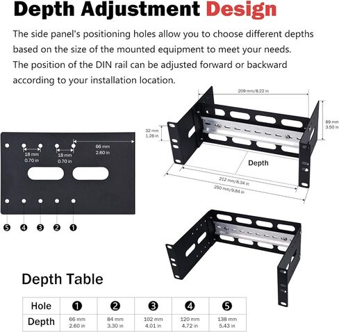 GeeekPi 10 بوصة 2U قابل للتعديل DIN حامل تثبيت على السكك الحديدية لـ DeskPi RackMate T1/T0/T2/T0 Plus/T1 Plus/TL1، متوافق مع أجهزة الشبكة الصناعية 35 مم وخزانة رف الخادم 10 بوصة in Saudi Arabia