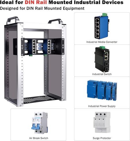 GeeekPi 10 بوصة 2U قابل للتعديل DIN حامل تثبيت على السكك الحديدية لـ DeskPi RackMate T1/T0/T2/T0 Plus/T1 Plus/TL1، متوافق مع أجهزة الشبكة الصناعية 35 مم وخزانة رف الخادم 10 بوصة in Saudi Arabia