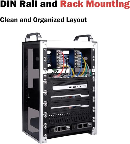 GeeekPi 10 بوصة 2U قابل للتعديل DIN حامل تثبيت على السكك الحديدية لـ DeskPi RackMate T1/T0/T2/T0 Plus/T1 Plus/TL1، متوافق مع أجهزة الشبكة الصناعية 35 مم وخزانة رف الخادم 10 بوصة in Saudi Arabia
