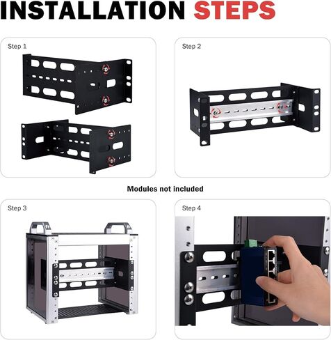 GeeekPi 10 بوصة 2U قابل للتعديل DIN حامل تثبيت على السكك الحديدية لـ DeskPi RackMate T1/T0/T2/T0 Plus/T1 Plus/TL1، متوافق مع أجهزة الشبكة الصناعية 35 مم وخزانة رف الخادم 10 بوصة in Saudi Arabia
