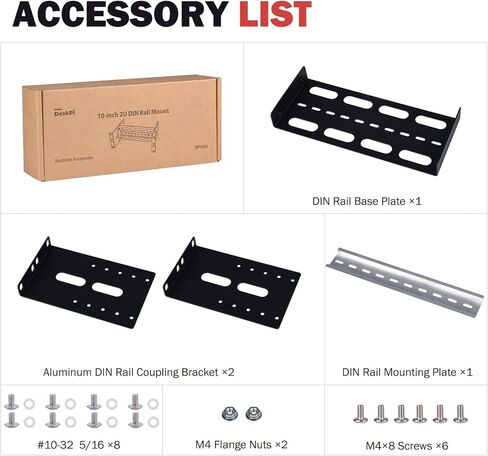 GeeekPi 10 بوصة 2U قابل للتعديل DIN حامل تثبيت على السكك الحديدية لـ DeskPi RackMate T1/T0/T2/T0 Plus/T1 Plus/TL1، متوافق مع أجهزة الشبكة الصناعية 35 مم وخزانة رف الخادم 10 بوصة in Saudi Arabia