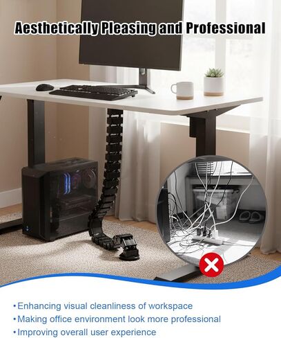 إدارة كابل فقرات تحت المكتب تناسب مكتب الجلوس، إدارة كابلات سلسلة السباق، سلك مرن مغناطيسي بطول قابل للتعديل، أسود in Kuwait