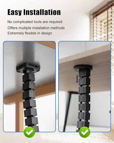 إدارة كابل فقرات تحت المكتب تناسب مكتب الجلوس، إدارة كابلات سلسلة السباق، سلك مرن مغناطيسي بطول قابل للتعديل، أسود in Kuwait