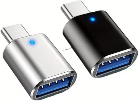 USB C to USB Adapter Pack of 5.08cm Black & Silvery, USB C Male to USB 3.0 Female Adapter for OTG Conversion, Black+Silver in Saudi Arabia