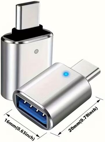 USB C to USB Adapter Pack of 5.08cm Black & Silvery, USB C Male to USB 3.0 Female Adapter for OTG Conversion, Black+Silver in Saudi Arabia