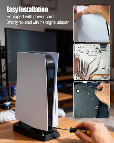 استبدال مصدر الطاقة الداخلي متوافق مع PS5 Slim Power Supply Sony PlayStation 5 PS5 Slim CFI-2000 Host، وحدة التحكم في الألعاب ومحول التيار المتردد وشاحن الطوب مع سلك in Kuwait