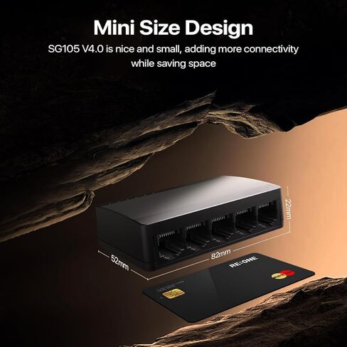 5 Port Gigabit Unmanaged Ethernet Switch, Network Hub, Ethernet Splitter, Plug & Play, Fanless Metal Design, Shielded Ports, Traffic Optimization - Black in Saudi Arabia