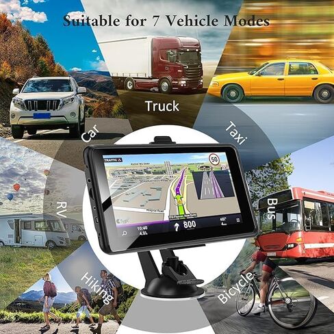 2026 GPS Navigator for Truck Car, RV-7'' HD Touchscreen Navigation System,Latest North/South America Maps,Free Lifetime Updates,Speed&Red Light Warning,Turn-by-Turn Voice Guidance,for All Cars in Kuwait