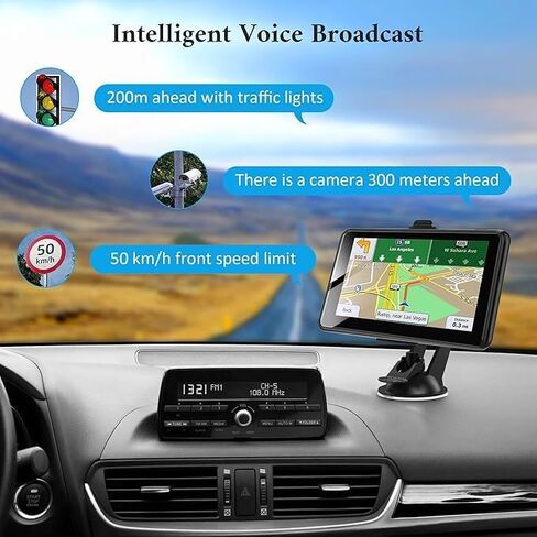 2026 GPS Navigator for Truck Car, RV-7'' HD Touchscreen Navigation System,Latest North/South America Maps,Free Lifetime Updates,Speed&Red Light Warning,Turn-by-Turn Voice Guidance,for All Cars in Kuwait