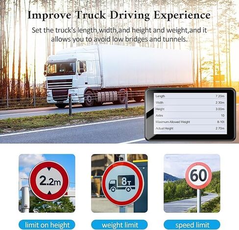 2026 GPS Navigator for Truck Car, RV-7'' HD Touchscreen Navigation System,Latest North/South America Maps,Free Lifetime Updates,Speed&Red Light Warning,Turn-by-Turn Voice Guidance,for All Cars in Kuwait