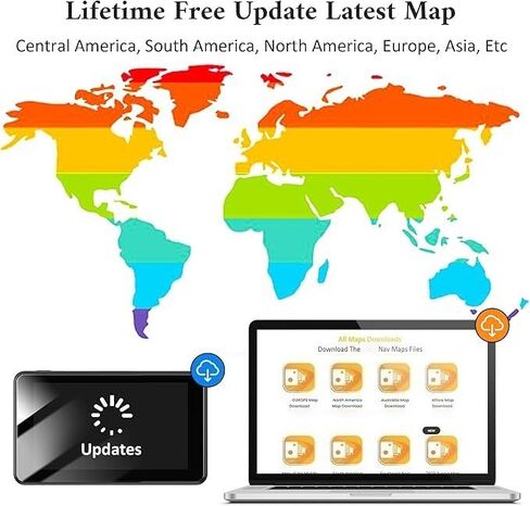 2026 GPS Navigator for Truck Car, RV-7'' HD Touchscreen Navigation System,Latest North/South America Maps,Free Lifetime Updates,Speed&Red Light Warning,Turn-by-Turn Voice Guidance,for All Cars in Kuwait
