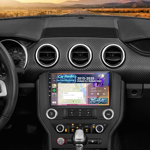[2G+64G] راديو سيارة لسيارة Ford Mustang 2015-2020 (يتكيف مع 3 أزرار فقط)، ستيريو شاشة لمس Android Volxcereo 9 بوصة مع Carplay/Android Auto، GPS، WiFi، Bluetooth، SWC، EQ، FM/RDS in Kuwait