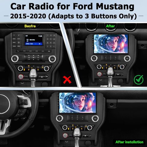 [2G+64G] راديو سيارة لسيارة Ford Mustang 2015-2020 (يتكيف مع 3 أزرار فقط)، ستيريو شاشة لمس Android Volxcereo 9 بوصة مع Carplay/Android Auto، GPS، WiFi، Bluetooth، SWC، EQ، FM/RDS in Kuwait